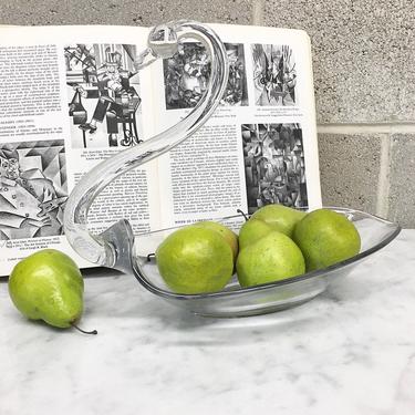 Vintage Fruit Bowl Retro 1980s Duncan &amp; Miller Glass Co. + Crystal Swan + Catch All + Large Size + Home and Table Decor 