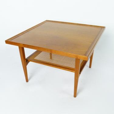 Walnut Side or Coffee Table with Magazine Rack