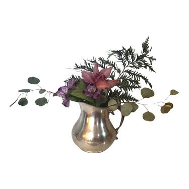 Engraved GRAND CAFÉ Du MOULIN Silver Teapot Pitcher Vase Planter | French Décor 