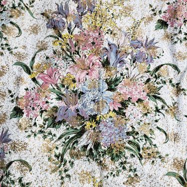 Vintage 1950's Waverly Fabric / 60s Large Scale Floral Fabric 