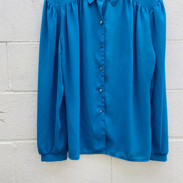 Light Blue Blouse with Puff Sleeve