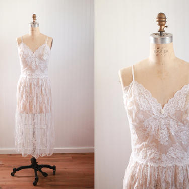 ethereal white scalloped nightgown - l 