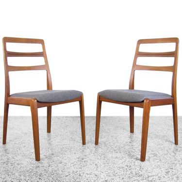 Danish Teak Ladder Back Dining Chairs - a Pair 