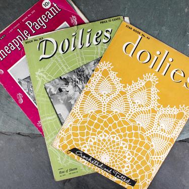 Set of 3 1940s Doily Crochet Pattern Books - Classic Crochet & Tatting - Vintage Crochet Pattern Books - Make Your Own Lace 
