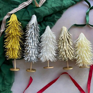 Minimalist Bottle Brush Trees - Set of 5 - Paper Trees for Holiday Decor, Wholesale, or Weddings 