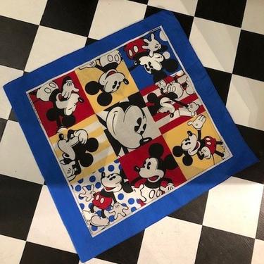 Vintage 80s Disney Mickey Mouse Square Bandana Scarf 50/50 Collectable and Unworn 