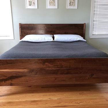 Solid Walnut Bed Frame and Headboard - Midcentury Design - Can be Customized 