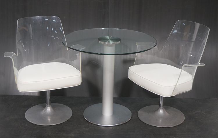 Lucite compact table and chair set