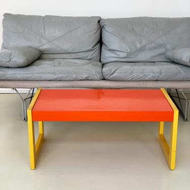1980s Stained Yellow and Orange Beechwood Coffee Table