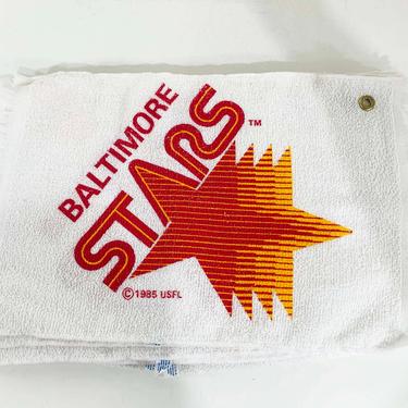 Vintage USFL Baltimore Stars Rally Towel NOS 1985 White Deadstock 80s 1980s Cotton Made in the USA Football Father's Day Gift Team Sports 