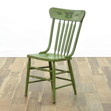 Vintage Green Cattail Back Country Farmhouse Chair