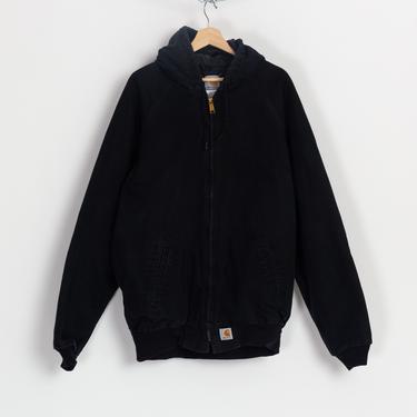 Vintage Carhartt Black Hooded Jacket - Men's XL Tall | 90s 00s Duck Canvas Unisex Oversize Workwear Coat 