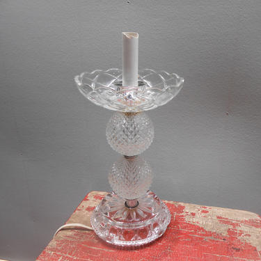 Vintage Glass Lamp Decorative Clear Glass Lighting Boudoir Bedside Lamp Hobnail Ornate Table Lighting 
