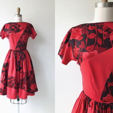 Rose Gatherer dress | 1950s floral dress | vintage 50s dress 