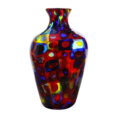 Handblown Glass Vase with Large Murrhines by A.V.E.M. 1950s