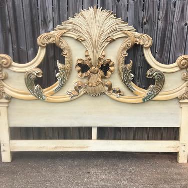 Incredible vintage king sized headboard- super scrolly 
