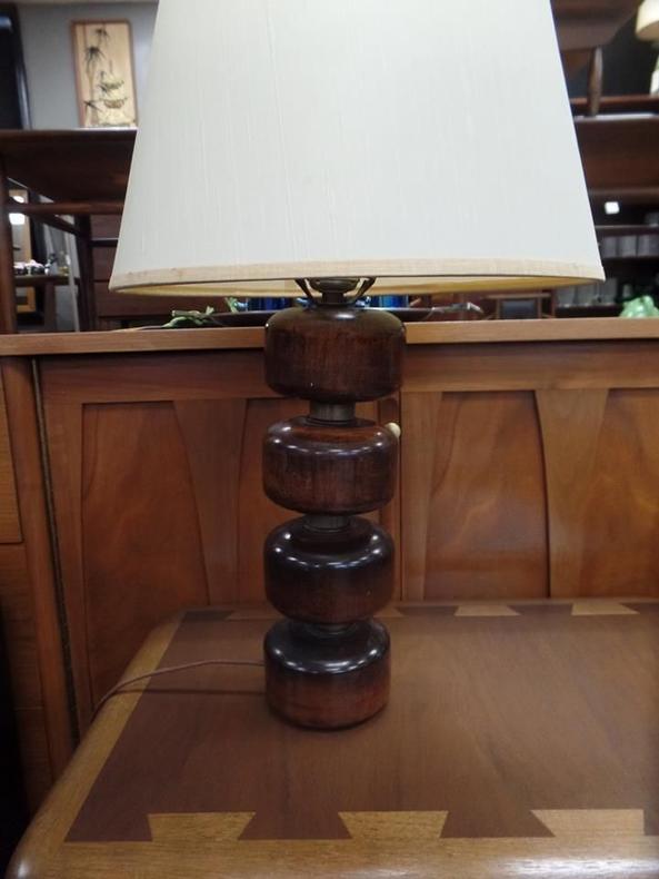 Mid-Century Modern turned walnut lamp