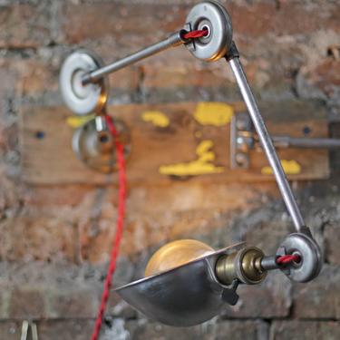 restored vintage industrial desk or wall lamp – articulating machinist's lamp 