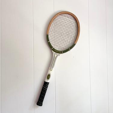 Vintage Spalding Pancho Gonzales &quot;Prize Cup&quot; Wood Tennis Racket with Leather Wrapped Handle, Wall Decor Sports Bar Game Room 
