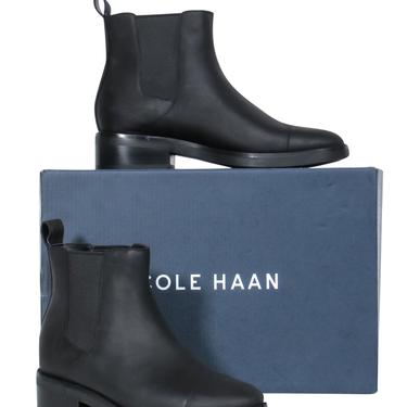 Cole Haan - Black Leather Waterproof "Mara Grand" Chelsea Rain Boots Sz 6.5