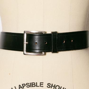1960s Belt Thick Black Leather Waist Cinch S 