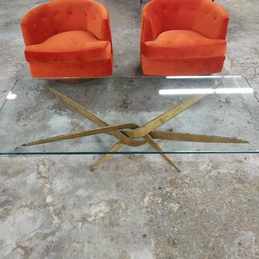 Large Brutalist Mid Century Torch Cut Coffee Table by Silas Seandel 