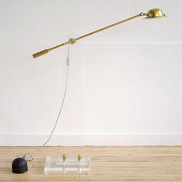 1980’s Lucite and Brass Floor Lamp