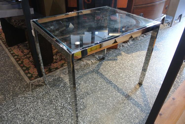 chrome and glass side table $40