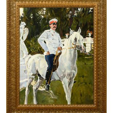 Painting, Oil, Framed, Horse, Officer, After Valentin Serov (Russian, 1865-1911)