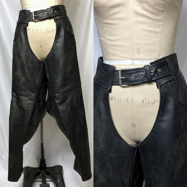 Vintage 1990s Eagle Leather Motorcycle Chaps, Vintage Chaps, Moto Biker, Size Unisex Small by Mo