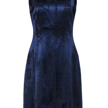 Elie Tahari - Navy & Black Printed Sleeveless Boatneck Sheath Dress Sz 10