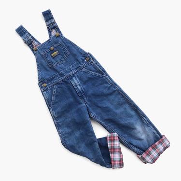 Vintage 80s Osh Kosh Denim Overalls / 1980s Little Kid's Flanell Lined Overalls by luckyvintageseattle