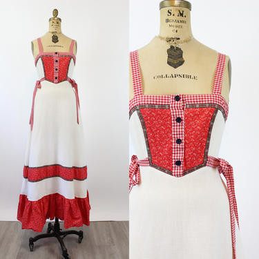 1970s GUNNE SAX cotton pique maxi dress small  | new spring 