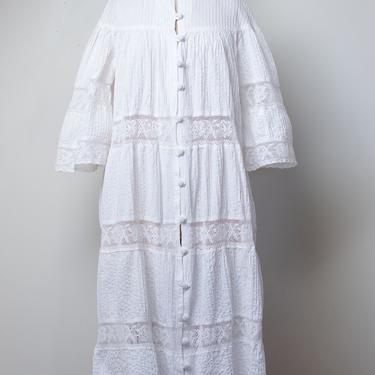 1970s White Pintuck Dress | Roberta Vercellino y Luis 