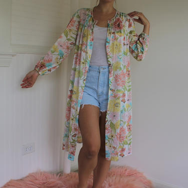 Vintage Vanity Fair Pastel Floral &amp; Butterfly Bed Jacket Robe Women's Size M 