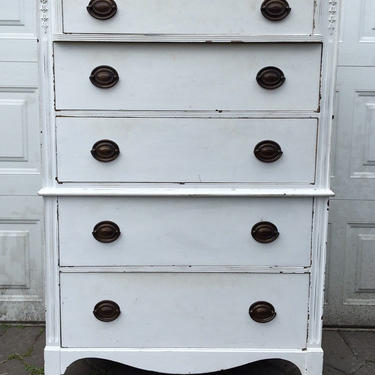 CUSTOMIZABLE Vintage Federal Highboy Dresser, Antique Dresser, White Chest of Drawers, Free NYC Delivery 