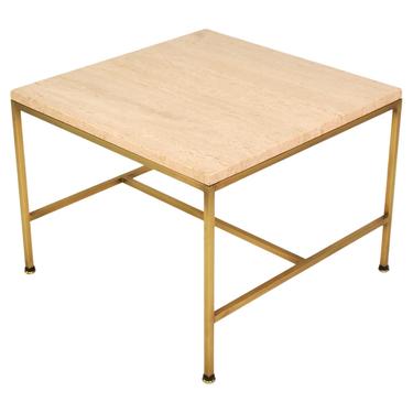 Paul McCobb Travertine and Brass Side Table for Directional 