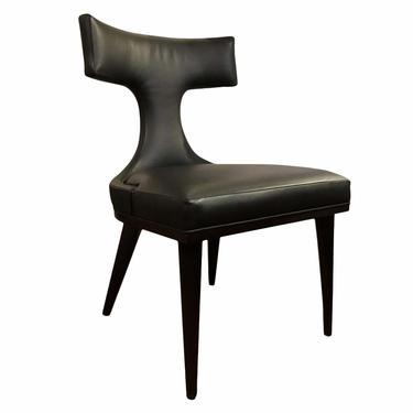 Global Views Modern Black Leather Anvil Back Side Chair