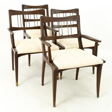 Paul McCobb Style Mid Century Dark Walnut Dining Chairs - Set of 4 - mcm 