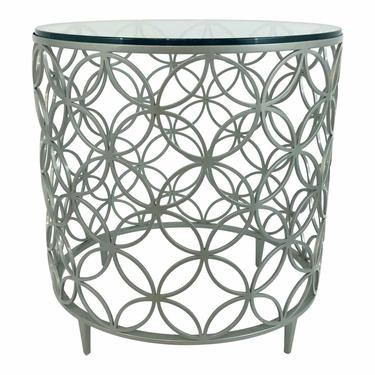 Caracole Modern Silver Finished Geometric Bubbles Round Side Table