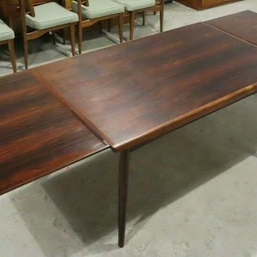 DANISH MODERN ROSEWOOD EXTENSION DINING TABLE w/ LEAVES mid century draw leaf
