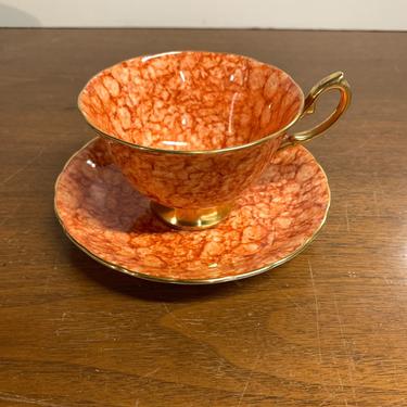 Vintage Royal Chelsea Fine Bone China Tea Cup and Saucer Marquette Orange 