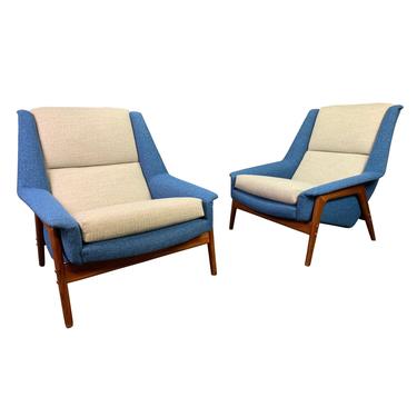 Pair of Vintage Scandinavian Modern Teak &amp;quot;Profil&amp;quot; Lounge Chairs by Folke Ohlsson for Dux of Sweden 