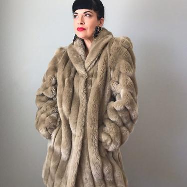 vintage 70s faux mink fur coat | AMERICAN SIGNATURE winter coat size 9|10 