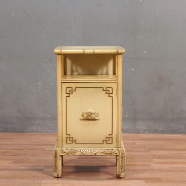 Pale Yellow Faux-Bamboo 1-Door Side Table