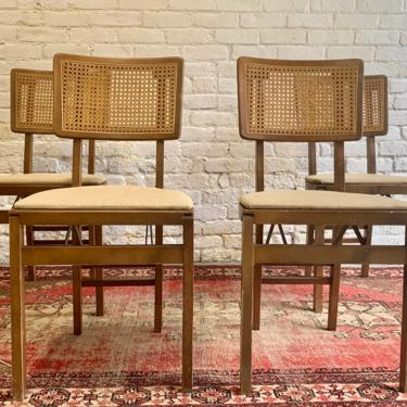 Mid Century Modern CANED Folding DINING CHAIRS by Stakmore, Circa 1950’s 