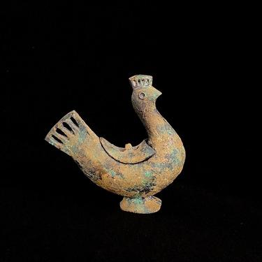 Vintage Modernist Figural Japanese Cast Iron Metal BIRD Figurine Sculpture Incense Burner Japan 