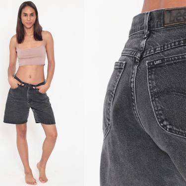Black Denim Shorts LEE 90s High Waisted Mom Jeans Vintage Summer Jean Shorts Pockets 1990s Tomboy Medium 8 29 