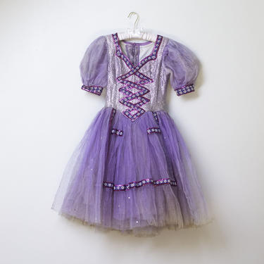 1950s Ballet Costume / Ballerina Dance Theater Purple Folk Dress Tutu 