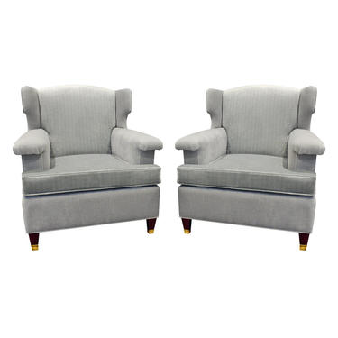 Pair Of Elegant Sculptural French Wing Chairs 1950s